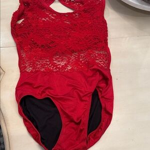Elegant Red Lace Women's Bodysuit